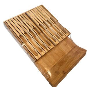 Bamboo Knife Drawer Organizer For 16 Knives By KMERCE - Natural Bamboo Design